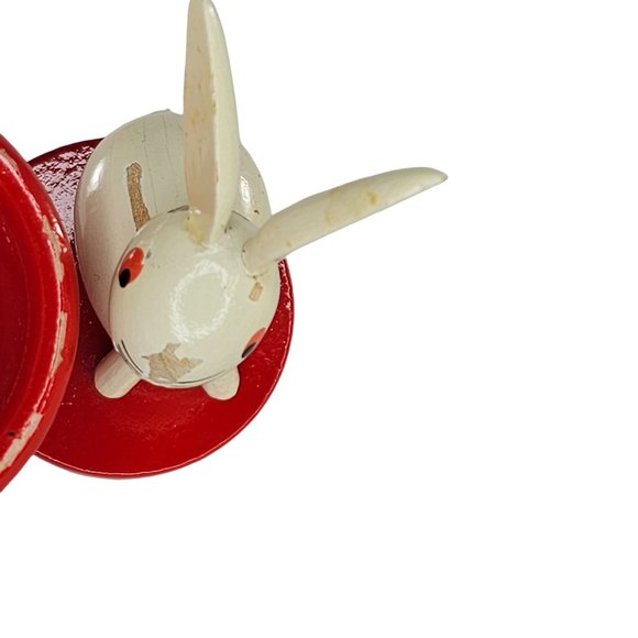 Vintage Veb Holzwaren Germany Wooden Egg Cup Bunny Rabbit - Picture 8 of 10